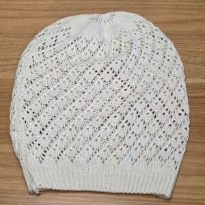 Women's Ivory‎ Crochet Knit Beanie Hat Slouchy Lightweight Summer Cap